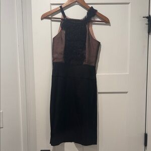 BCBGMaxAzria Black Midi Dress with Ruffle Detail